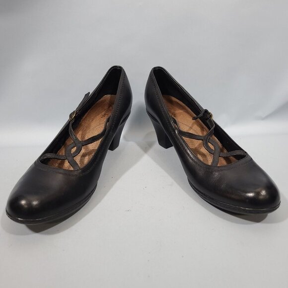 Clarks Mary Jane Strappy Heels Black Leather Women's Size 11M Style 89380 2008 - Picture 5 of 11